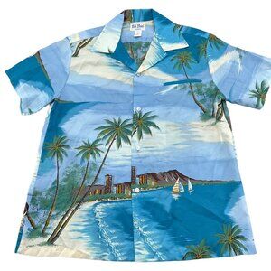 Rai Nani‎ Shirt Men Large Blue Green Tropical Aloha Vacation VTG  Hawaii USA